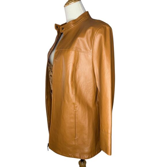 Vintage Chadwicks of Boston 90's Camel Brown 100% Leather Size 16 Bomber Jacket - Picture 4 of 11